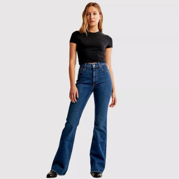 Abercrombie & Fitch The Vintage Flare High Rise Jeans Blue Denim Sz 27/4 EUC - Picture 1 of 6